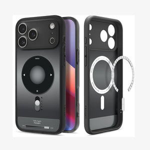 Spigen iPhone 17 Pro Max Case – Ultra Hybrid Classic (MagFit) - Classic Black - back, partial front and inner case with detached magnetic ring