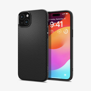 Spigen Liquid Air case for iPhone 15 in Matte Black – detail image 1