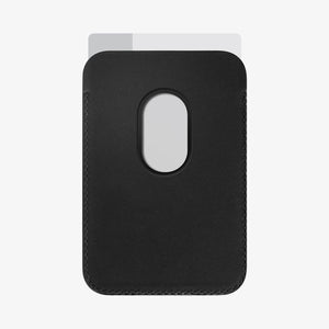AMP02284 - MagSafe Card Holder Valentinus (MagFit) in black showing the card holder attached to back of device
