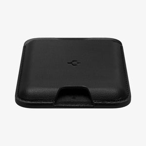 AMP02284 - MagSafe Card Holder Valentinus (MagFit) in black showing the card holder attached to back of device