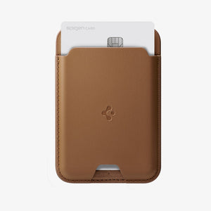 AMP02284 - MagSafe Card Holder Valentinus (MagFit) in black showing the card holder attached to back of device