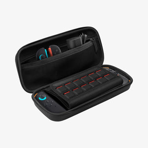 Open Spigen Rugged Armor Pro case with Nintendo Switch 2 and accessories