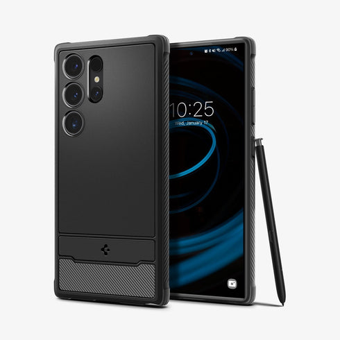 ACS07286 - Galaxy S24 Ultra Case Rugged Armor in Matte Black showing the back