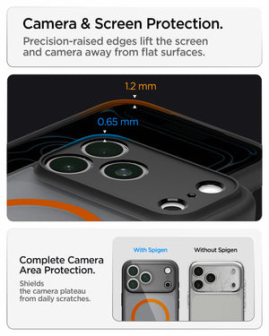 Spigen iPhone 18 Pro Ultra Hybrid Matte (MagFit) - Frost Black Orange - feature illustration 77