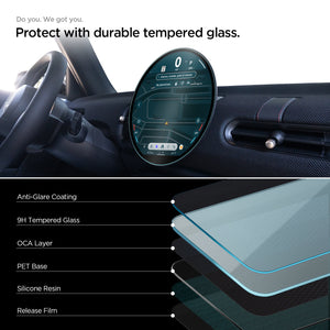 Spigen MINI Cooper (2025-2026) 9.4-inch Screen Protector – GlasTR Slim Matte — 9H tempered-glass layers