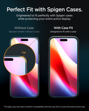 iPhone Pro glass boundary showing clearance for compatible Spigen cases
