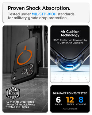 Spigen iPhone 18 Pro Ultra Hybrid Matte (MagFit) - Frost Black Orange - feature illustration 76