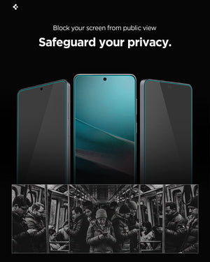 Spigen Galaxy S26 Plus EZ Fit Pro HD Privacy – side-view privacy demonstration