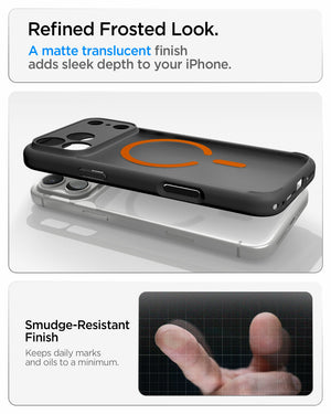 Spigen iPhone 18 Pro Ultra Hybrid Matte (MagFit) - Frost Black Orange - feature illustration 72