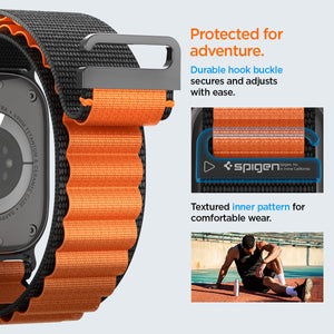 Spigen Apple Watch 49/46/45/44mm Band – WBF1 – Black Orange – product detail image 13