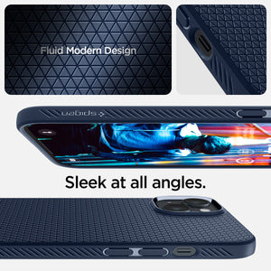 Spigen iPhone 14 Case – Liquid Air - Navy Blue - fluid geometric design