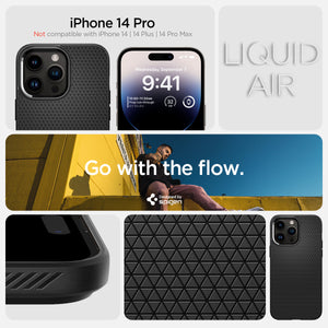 Spigen iPhone 14 Pro Case – Liquid Air - Matte Black - iPhone 14 Pro compatibility