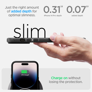 Spigen iPhone 14 Pro Case – Liquid Air - Matte Black - slim profile and wireless charging