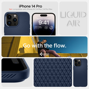 Spigen iPhone 14 Pro Case – Liquid Air - Navy Blue - iPhone 14 Pro compatibility