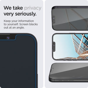 Spigen iPhone 17e / 16e / 14 / 13 / 13 Pro Screen Protector GLAS.tR EZ Fit Privacy view 6