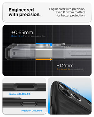 Spigen iPhone 17 Pro Parallax S MagFit case in Matte Black - engineered protection detail