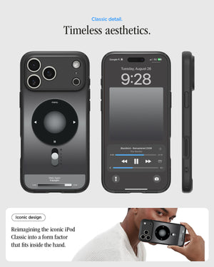 Spigen iPhone 17 Pro Ultra Hybrid Classic MagFit case in Classic Black - iPod-inspired Classic design