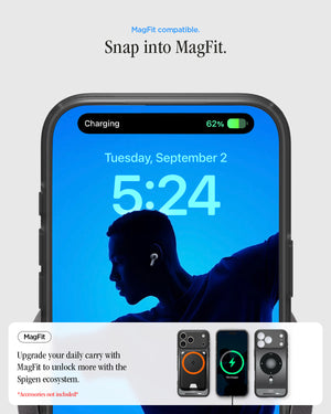 Spigen iPhone 17 Pro Ultra Hybrid Classic MagFit case in Classic Black - MagFit accessory compatibility