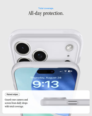 Spigen iPhone 17 Pro Max Case – Ultra Hybrid Classic (MagFit) - Classic Silver - raised screen and camera edge protection