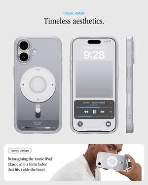 Spigen iPhone 17 Ultra Hybrid Classic MagFit case in Classic Silver - iPod-inspired Classic design