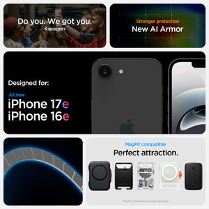 Spigen iPhone 17e and iPhone 16e Case – Tough Armor (MagFit) – Black – detail image 12
