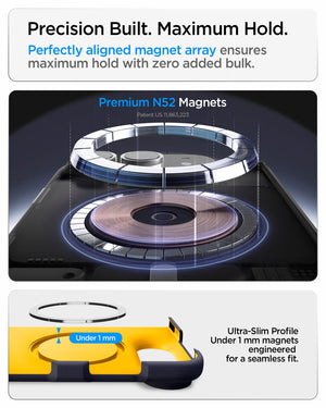 iPhone Duo Nano Pop (Mag Fit) in Blueberry Navy showing an aligned N52 magnet array and ultra-slim magnetic structure for a secure fit
