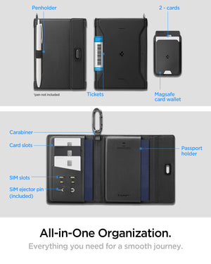 Spigen Universal Passport Holder with Magnetic Wallet Organizer RFID Blocking Travel Organizer Set view 14