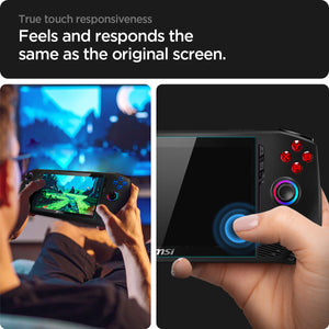 Spigen Glas.tR Slim touch responsiveness on MSI Claw 7 AI+