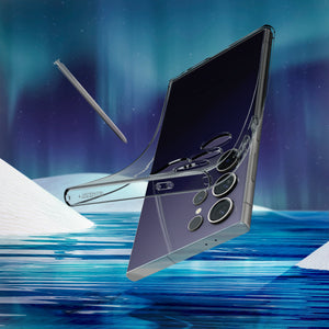 Galaxy S24 Ultra Case Liquid Crystal in Space Crystal showing clear back on the sea.
