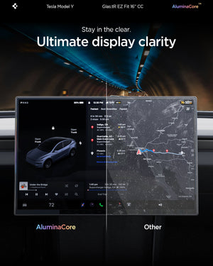 Spigen Tesla Model Y Screen Protector (16”)– GLAS.tR EZ Fit AluminaCore Screen Protector view 14