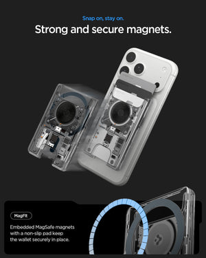 Spigen Ultra Hybrid Neo One MagFit 3-Card Wallet - secure magnets
