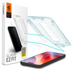 Spigen iPhone 16 / iPhone 15 Screen Protector – GLAS.tR EZ Fit (2 Pack) – Clear – white-background main image