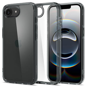 Spigen iPhone 17e and iPhone 16e Ultra Hybrid case in Space Crystal - multi-angle front and rear view