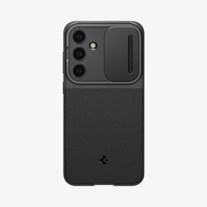 ACS08626 - Galaxy S24 FE Case Optik Armor in Black showing the back, with camera slider open