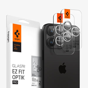 Spigen iPhone 15 Pro Max / 15 Pro Lens Protector – Optik Pro EZ Fit – Silver product image 1