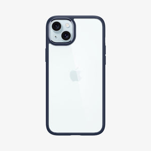 Spigen Ultra Hybrid case for iPhone 15 Plus in Navy Blue – rear view main image