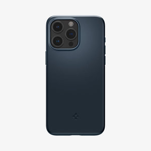 Spigen Thin Fit case for iPhone 15 Pro Max in Metal Slate – rear view main image