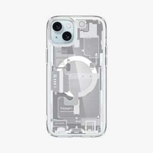 Spigen Ultra Hybrid Zero One (MagFit) case for iPhone 15 in Zero One White – product image