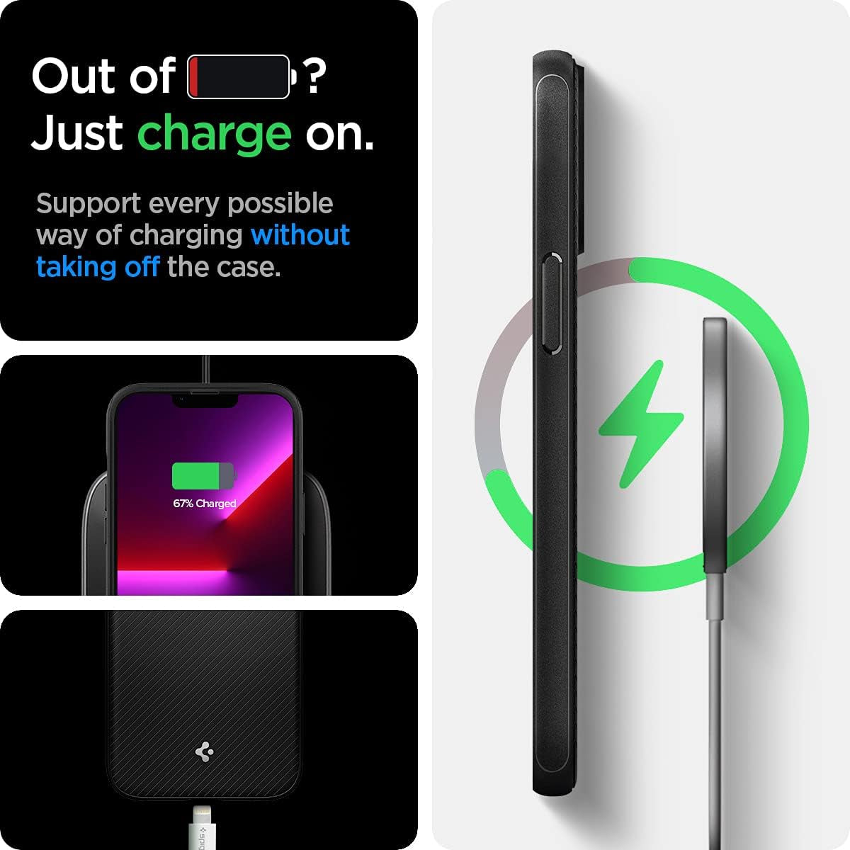Spigen Mag Armor (MagFit) Compatible with MagSafe Designed for iPhone 13 Pro Case (2020) - Matte Black