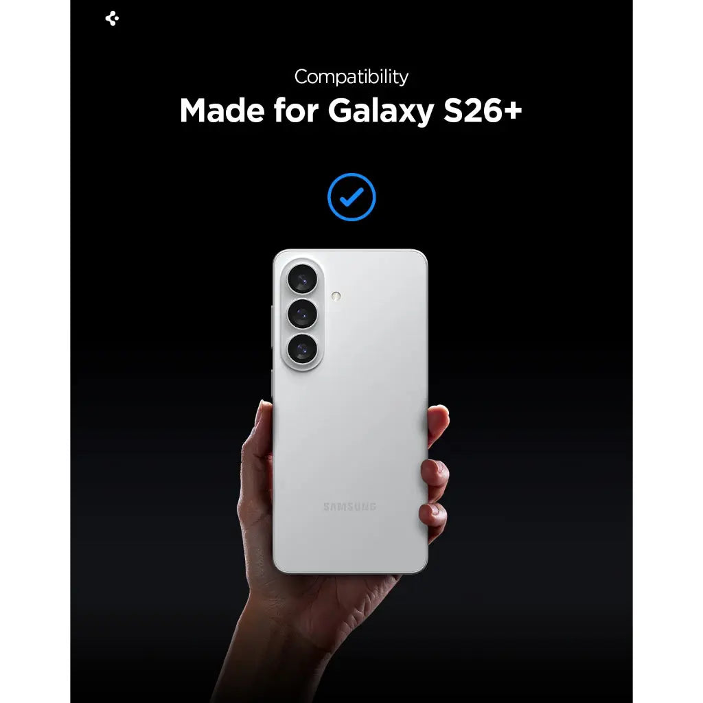 Spigen Galaxy S26 Plus Screen Protector – GLAS.tR EZ Fit Pro (Anti-Reflection, 2 Pack) — product fit, construction or installation view 2
