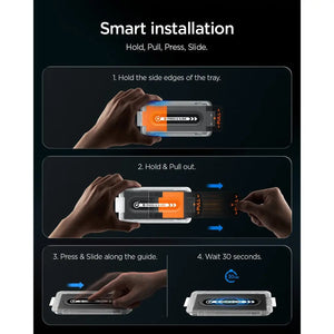 Spigen iPhone 18 Pro Screen Protector – GLAS.tR EZ Fit Pro HD, Offline Version – 2 Pack – Installation steps