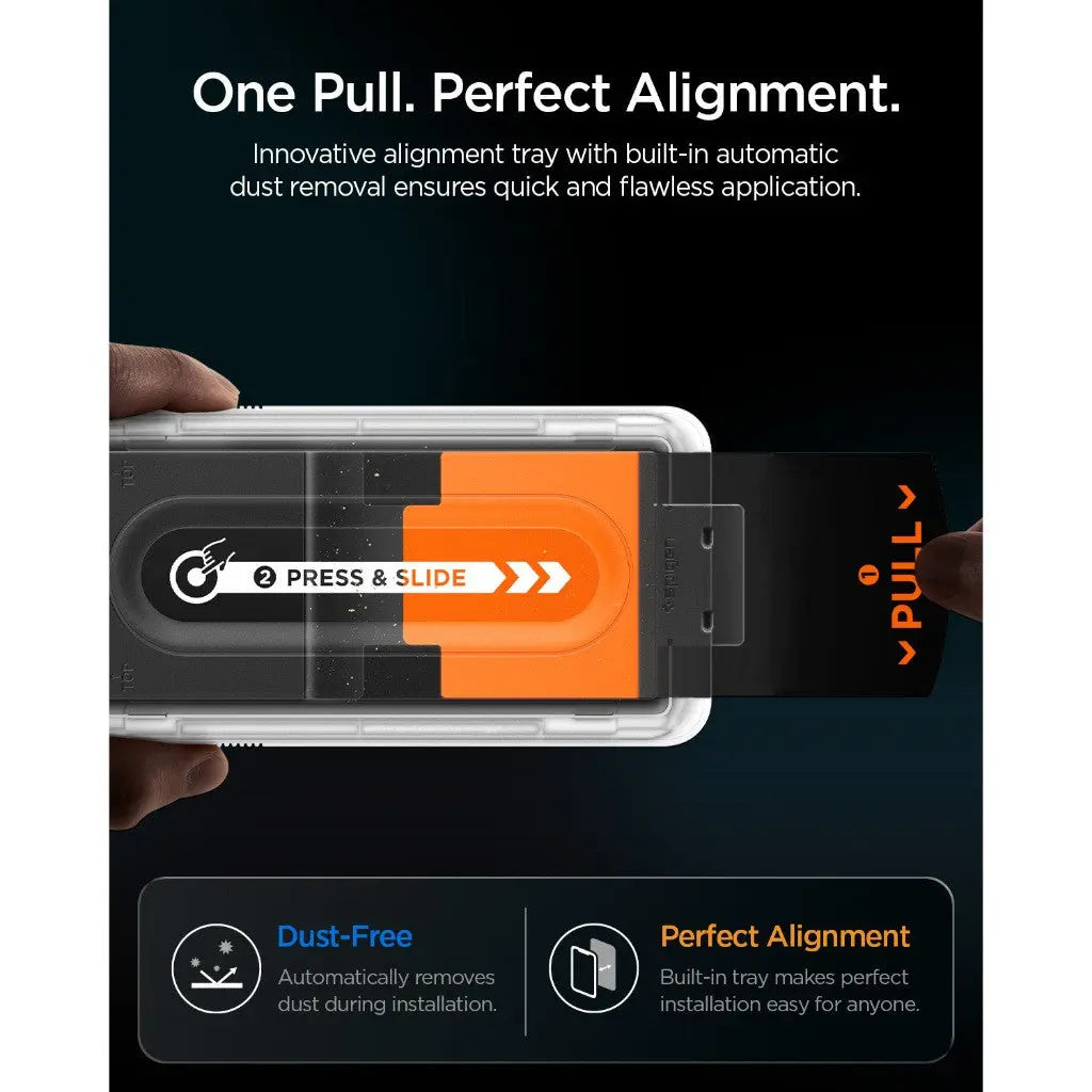 Spigen iPhone 18 Pro Max Screen Protector – GLAS.tR EZ Fit Pro HD, Offline Version – 2 Pack – Pull-and-slide alignment
