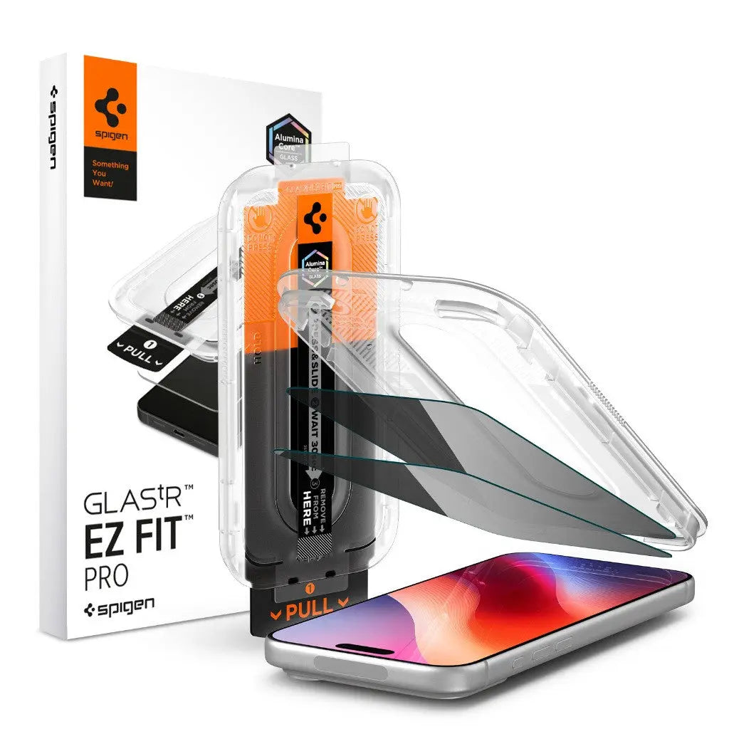 Spigen iPhone 18 Pro Max Privacy Screen Protector – GLAS.tR EZ Fit Pro HD, Offline Version – 2 Pack – 2 Pack retail packaging