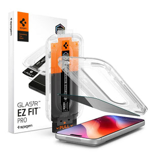 Spigen iPhone 18 Pro Privacy Screen Protector – GLAS.tR EZ Fit Pro HD, Offline Version – 2 Pack – 2 Pack retail packaging