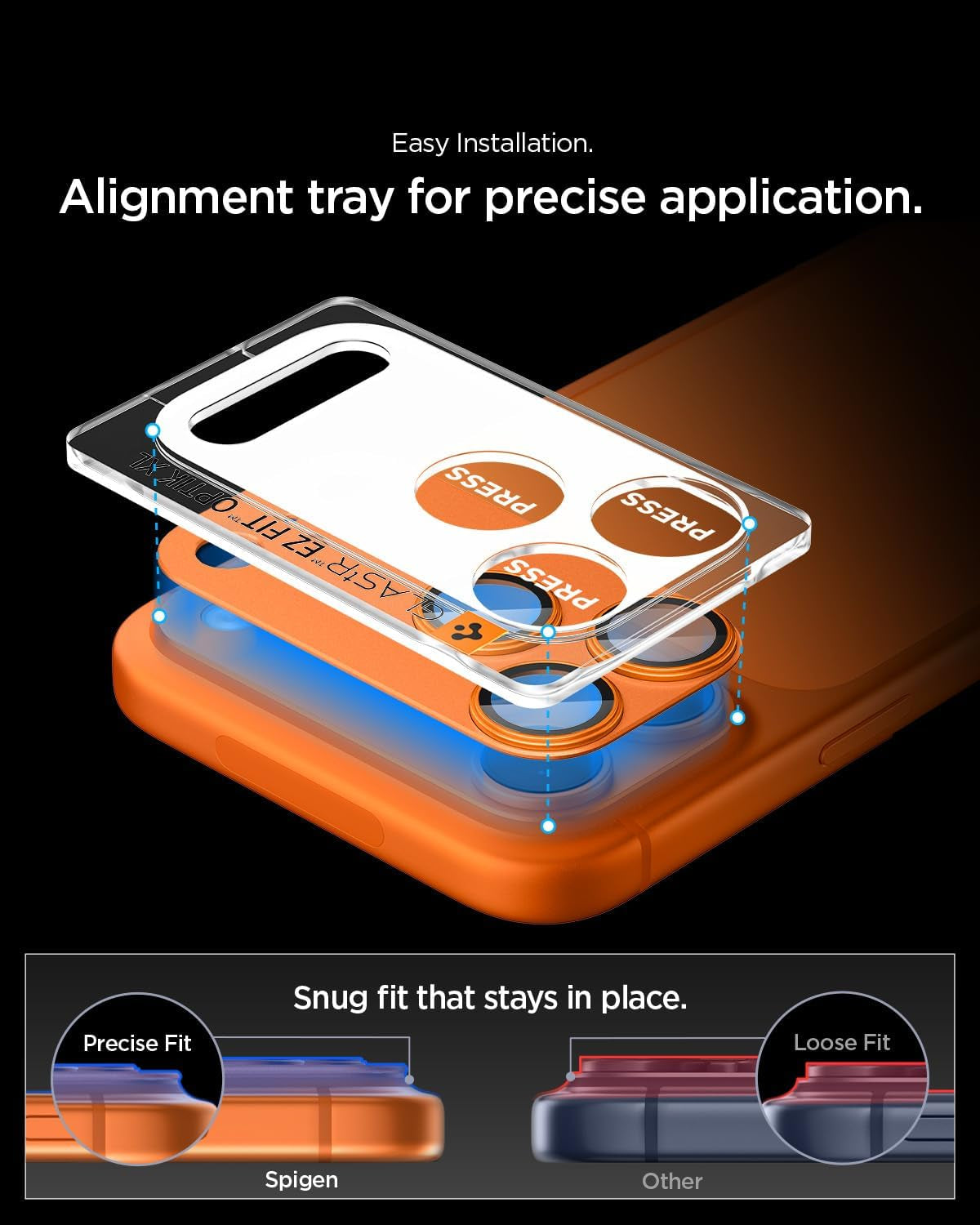 Spigen Camera Lens Screen Protector [GlasTR EZ Fit Optik Pro XL] Designed for iPhone 17 Pro Max [Case Friendly] - Cosmic Orange [1 Pack]