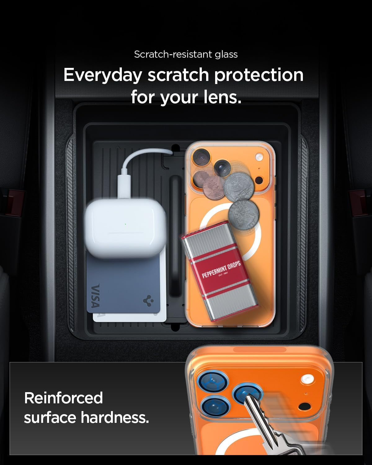Spigen Camera Lens Screen Protector [GlasTR EZ Fit Optik Pro XL] Designed for iPhone 17 Pro Max [Case Friendly] - Cosmic Orange [1 Pack]