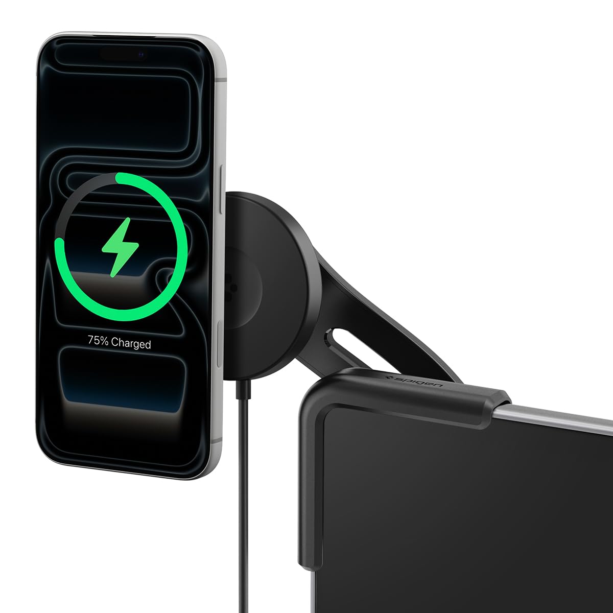 Spigen TapLock Tesla Screen Qi2 15W Wireless Charger Mount - Black - image 1