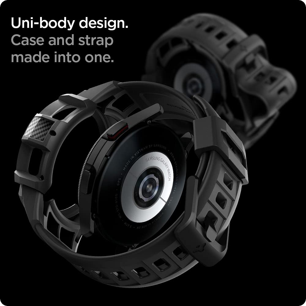 Spigen Galaxy Watch 4 Classic 46mm Case + Band - Rugged Armor Pro - Black - image 4