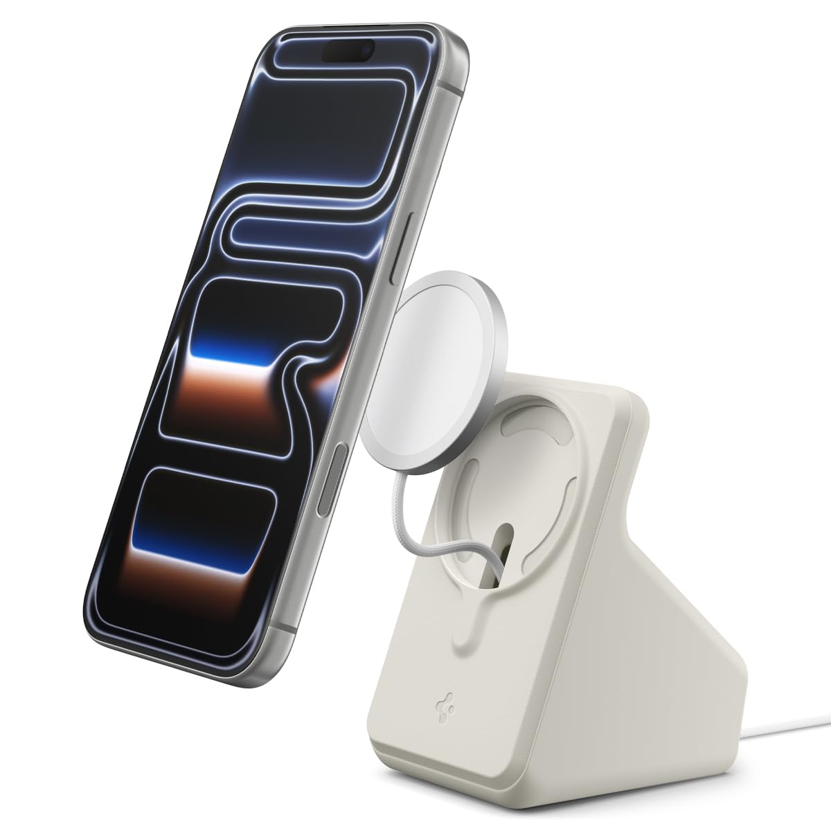 Spigen MagFit S Phone Stand for 2024 MagSafe Charger - Dune Beige - image 1