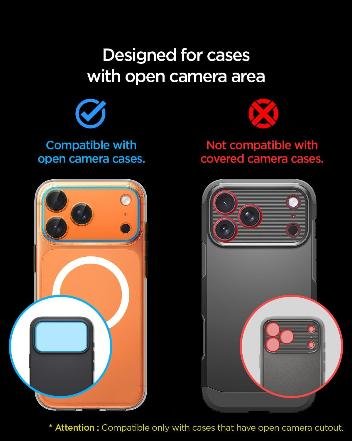 Spigen Camera Lens Screen Protector [GlasTR EZ Fit Optik Pro XL] Designed for iPhone 17 Pro Max [Case Friendly] - Cosmic Orange [1 Pack]